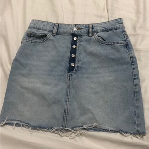 High waisted denim mini skirt